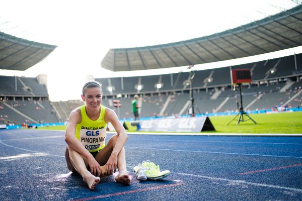 Svenja Pingpank (Hannover Athletics) ueber 5000m waehrend der deutschen Leichtathletik-Meisterschaften im Olympiastadion am 26.06.2022 in Berlin